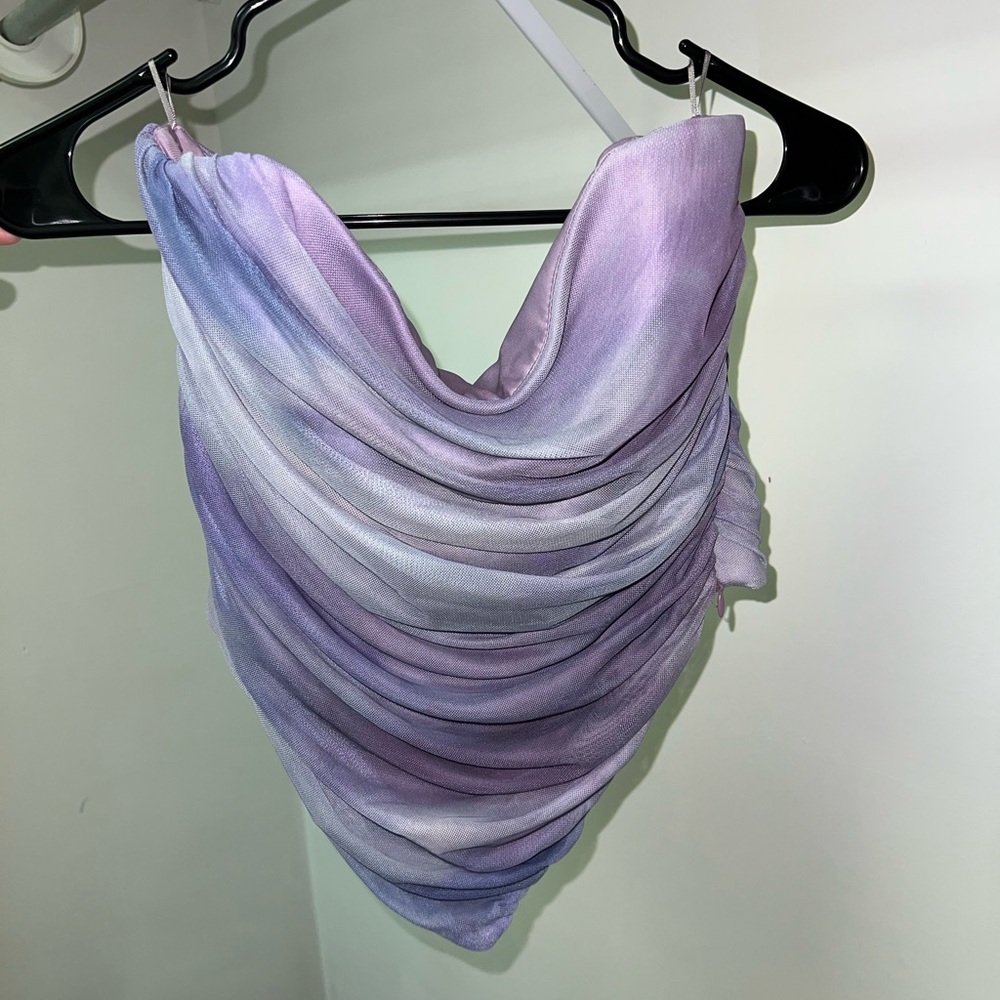 ZARA Purple Tulle Strapless Top